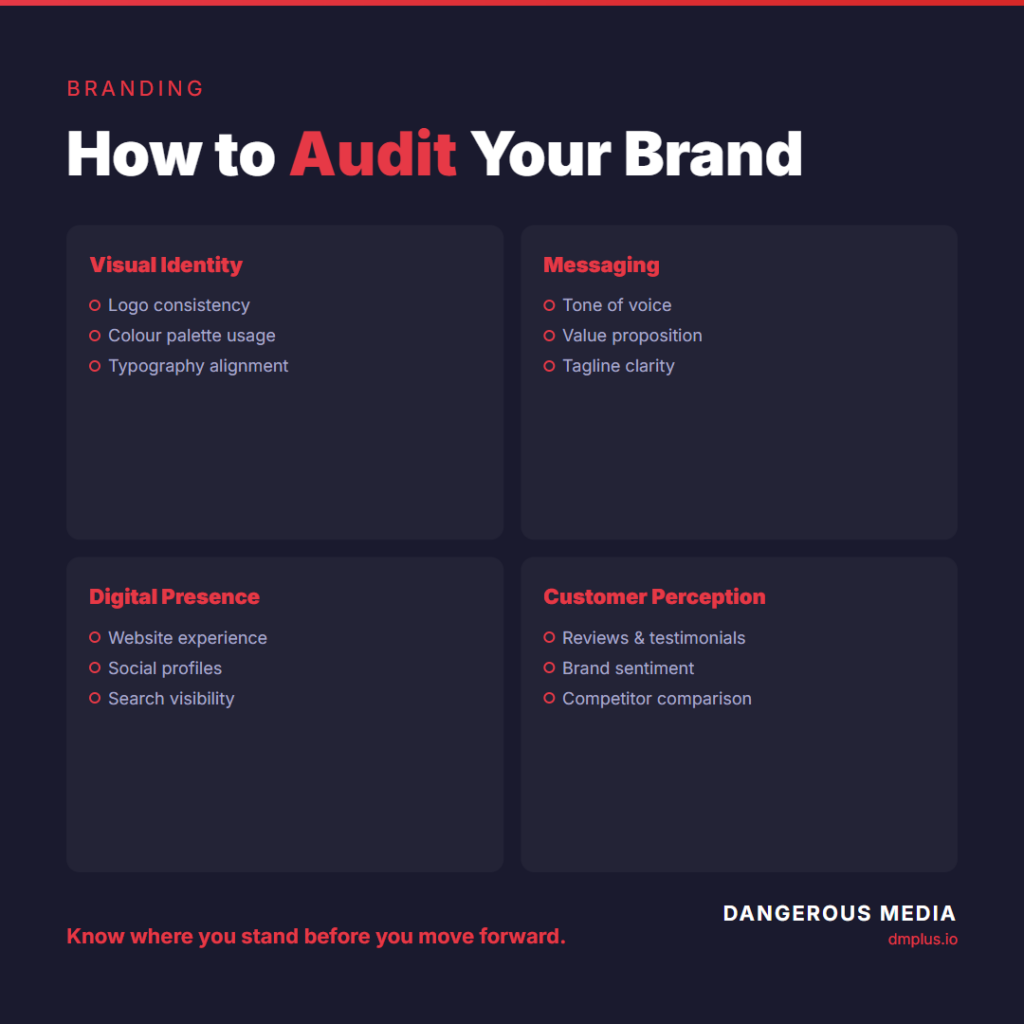 Brand audit infographic by Dangerous Media